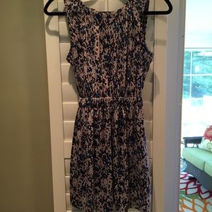 Navy, white, orange dress